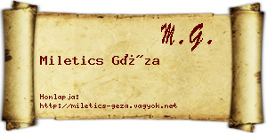 Miletics Géza névjegykártya