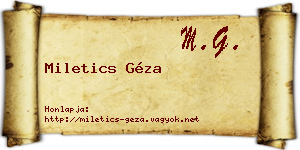 Miletics Géza névjegykártya